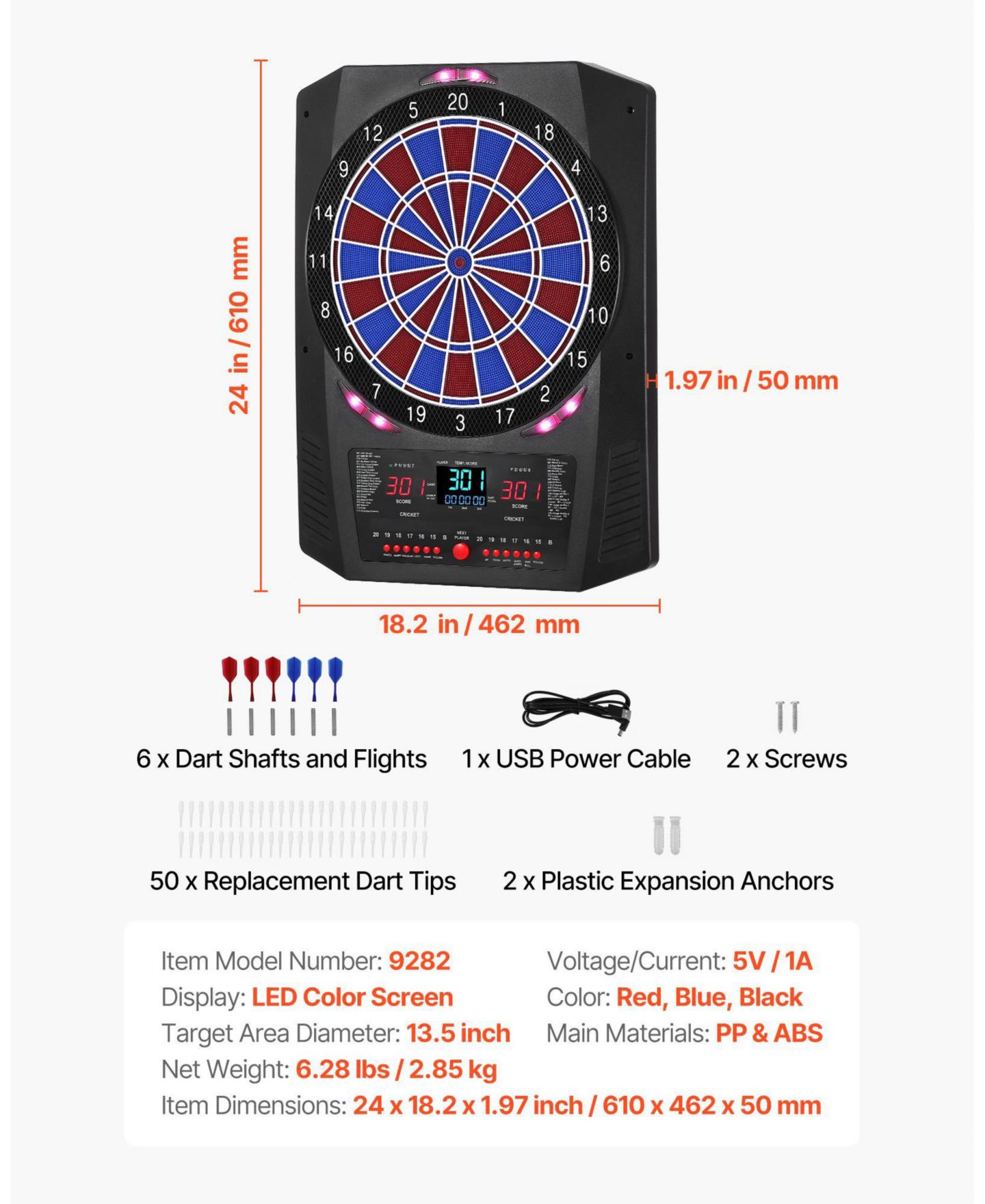 Детская игрушка Mecale Electronic Soft Tip Dartboard with 45 Games, Ages 12+, цвет: Чёрный — фото 3