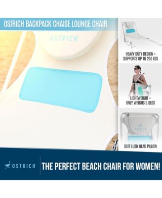 Ladies Comfort Lounger, Foldable Beach Camping Pool Tanning Chair, White