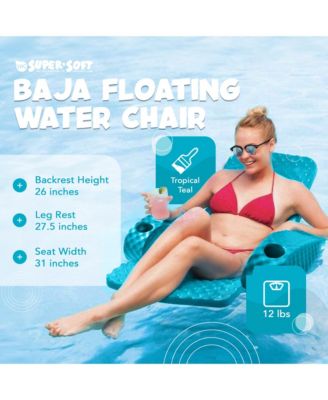 Folding Baja Chair Swimming Pool Float Armchair, Tropical Teal