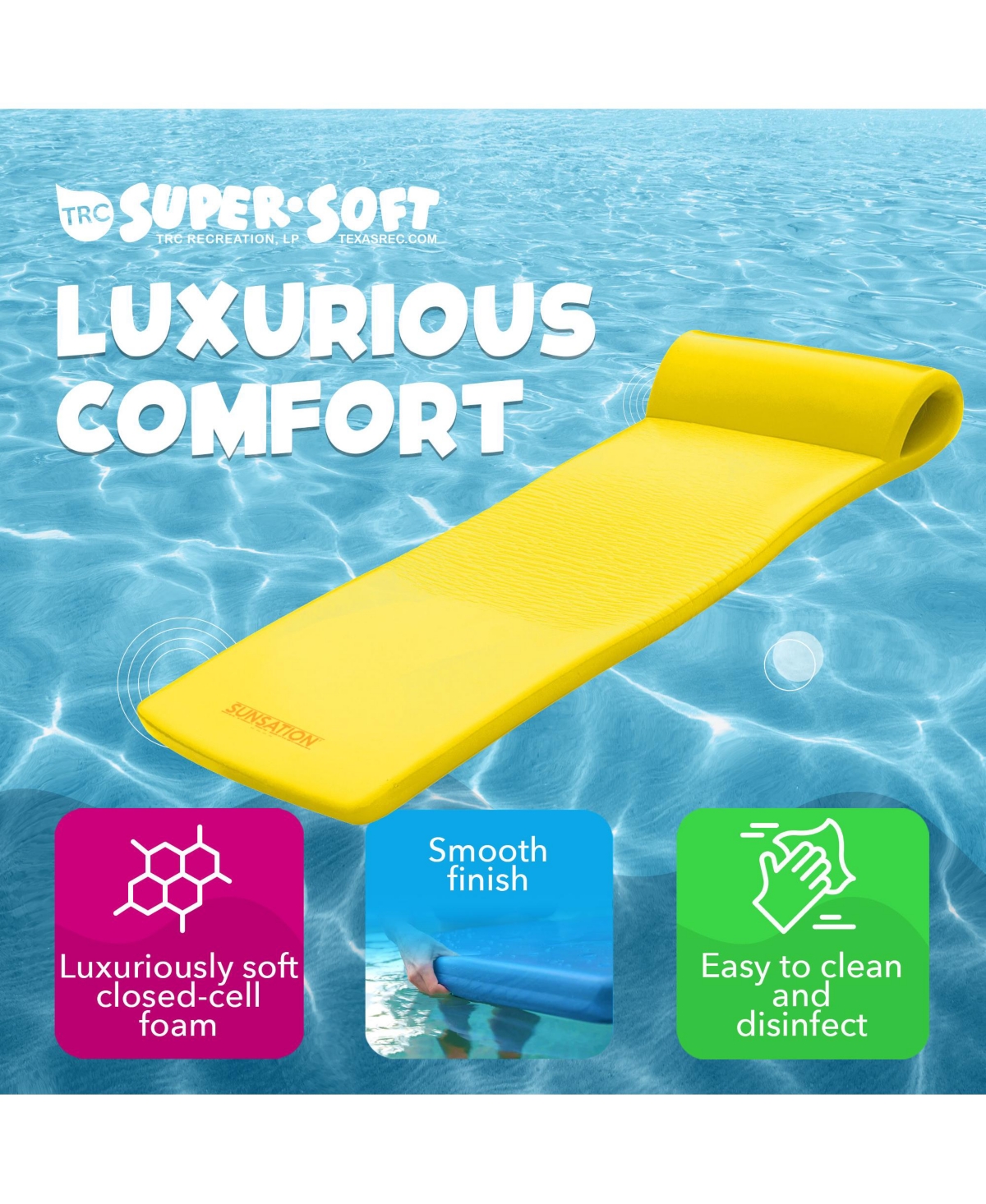 Trc Recreation Sunsation 1.75" Thick Foam Lounger Swimming Pool Float
