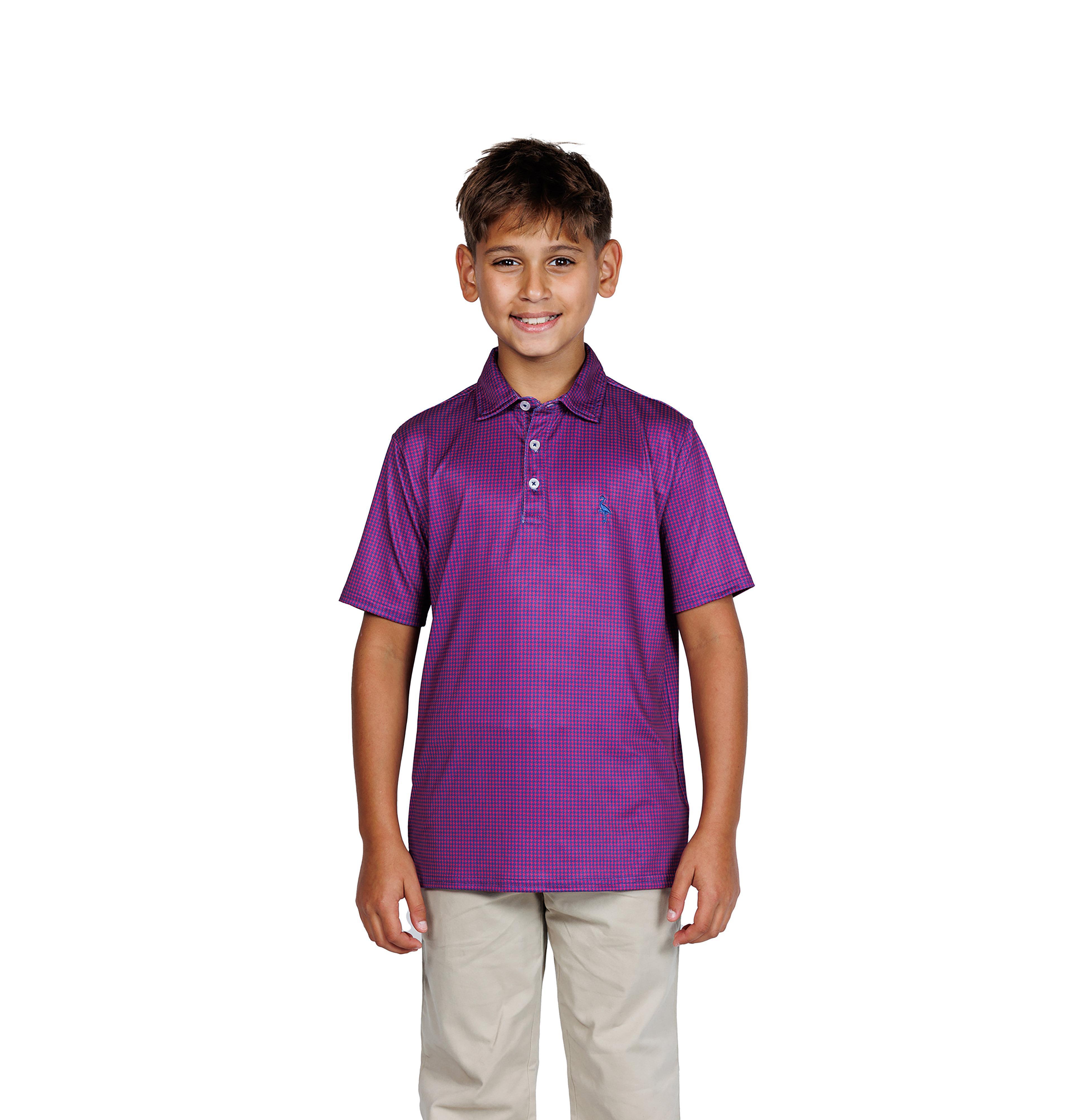 Tailorbyrd Boys Mini Houndstooth Performance Polo
