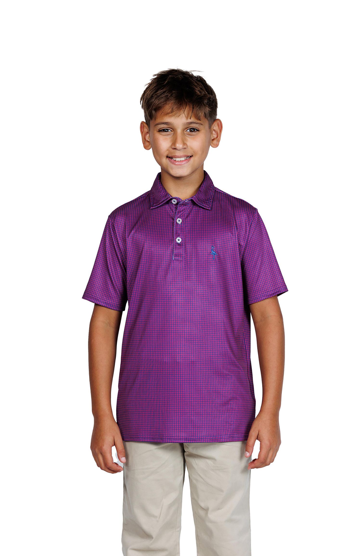 Boys Mini Houndstooth Performance Polo