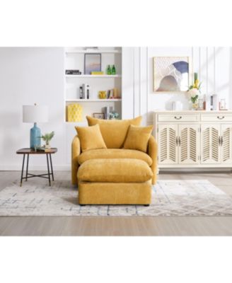 Oversized Swivel Accent Chair with Ottoman & Pillows