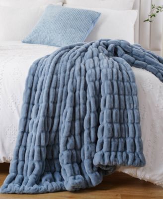 Luxurious Reversible Rabbit Faux Fur Throw, 60" x 80"