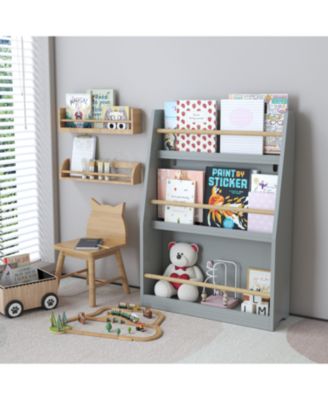 + 3 Tier + Wood (or MDF if applicable) + Gray Finish + Kids Bookshelf
