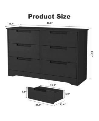 6-Drawer Modern Wood Dresser Bedroom Double Chest Organizer with Embedded Handles Storage Cabinet for Living Room, Nursery, Natural