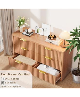 6-Drawer Modern Wood Dresser 47" Storage Chest of Drawers Cabinet for Bedroom, Living Room, Hallway