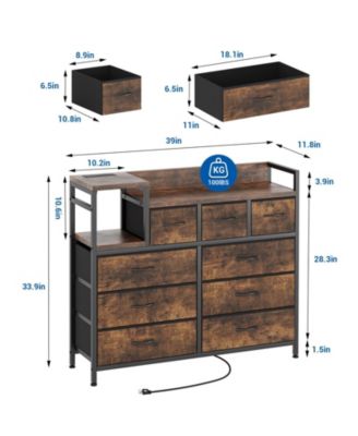 9-Drawer Modern Dresser with Charging Station, Heavy-Duty Storage Chest