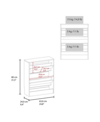 Ozzy Shoe Cabinet, 2 Tilt-Out Doors, Slim Design, Internal Supports, Modern Style, Wenge