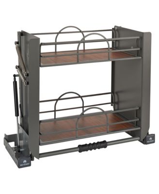 24" Kitchen Pulldown Wall Cabinet Shelf System, Gray, 5PD-24FOG