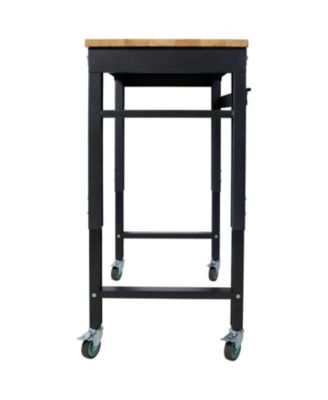Adjustable Rolling Workbench with Rubber Wood Top (35" Wide