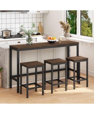 Streamdale Modern Design Kitchen Dining Table,Pub Table,Long Dining Table Set with 3 Stools,Easy Assembly