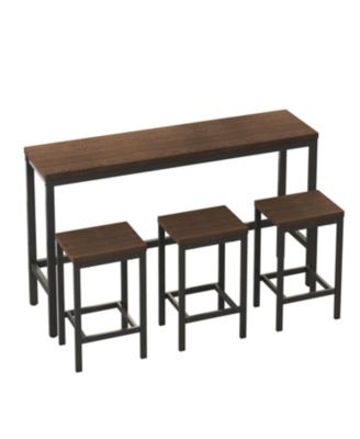 Streamdale Modern Design Kitchen Dining Table,Pub Table,Long Dining Table Set with 3 Stools,Easy Assembly