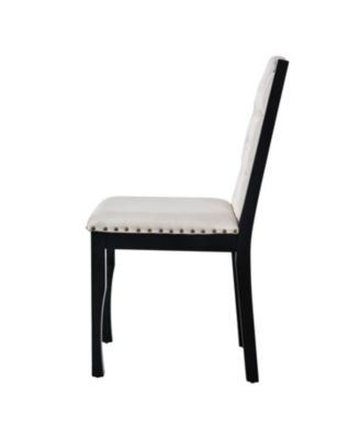 6-Piece Dining Table Set- 60" Table, 4 Tufted Chairs & Bench (Black)