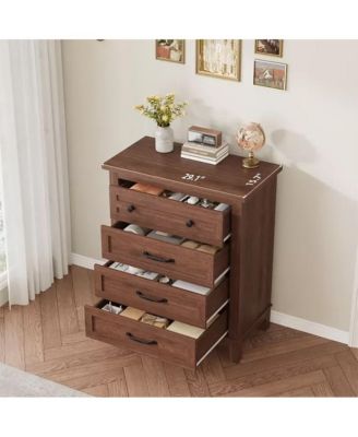 4-Drawer Brown Freestanding Vertical Dresser 34.8" Tall, Large Storage Closet Chest for Bedroom, Living Room
