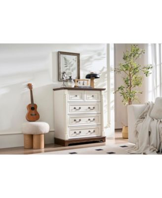  Farmhouse 5-Drawer Chest with Wooden Base