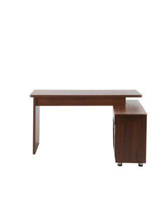 + L-Shaped + Walnut + Storage + Executive Desk