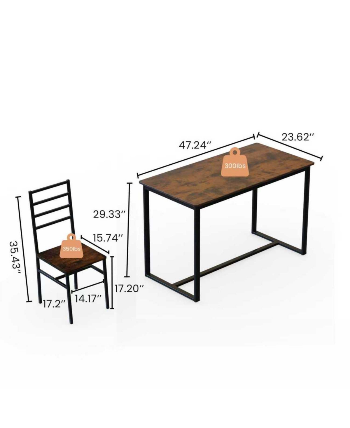 Streamdale Furniture Metal & Wood Dining Set for 4