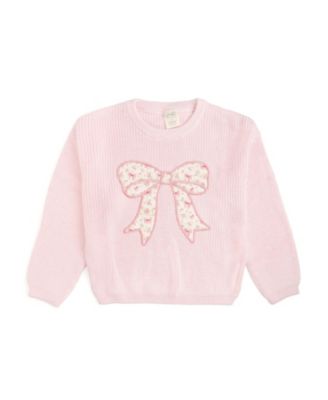 Toddler Girls Ditsy Floral Bow Knit Sweater