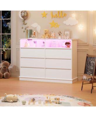 6-Drawer Modern Wide Wood Dresser, Large Chest of Drawers with Wide Top for Bedroom, Closet, Living Room, Hallway