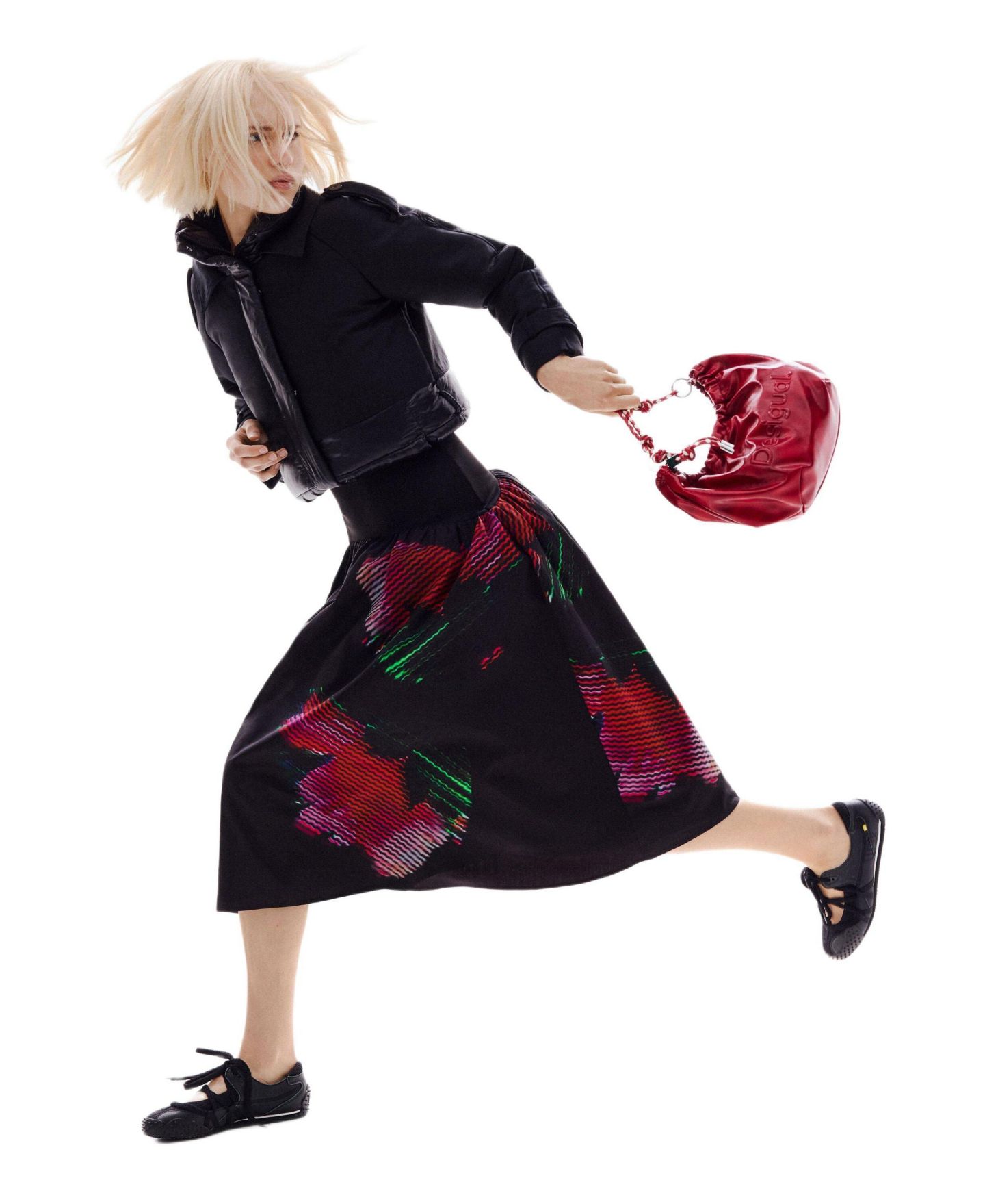 Женская юбка Desigual Pixelated midi, цвет: Чёрный — фото 1
