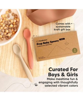 6-Pack Prep Baby Spoons, Silicone Baby Utensils for Self Feeding 6-24 Months, All Stages Baby Feeding Set, BLW Toddler Spoons