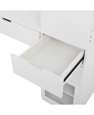Streamdale Vanity Desk with Mirror, Charging, Storage, Drawers & Shelves - White