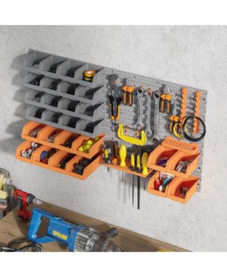 44 Piece Wall Mounted Pegboard Tool Organizer Rack Kit,