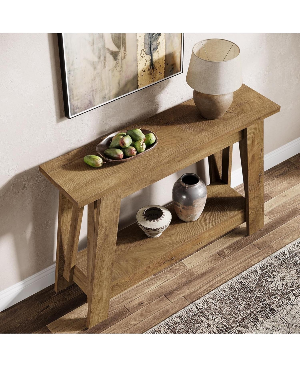 Tribesigns 41.3" Farmhouse Console Table, 2-Tier Wooden Entryway Table