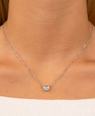 Heart Bezel Set Pendant Necklaces