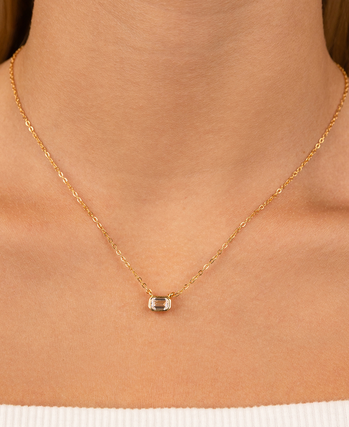 Sterling Forever Emerald Bezel Set Pendant