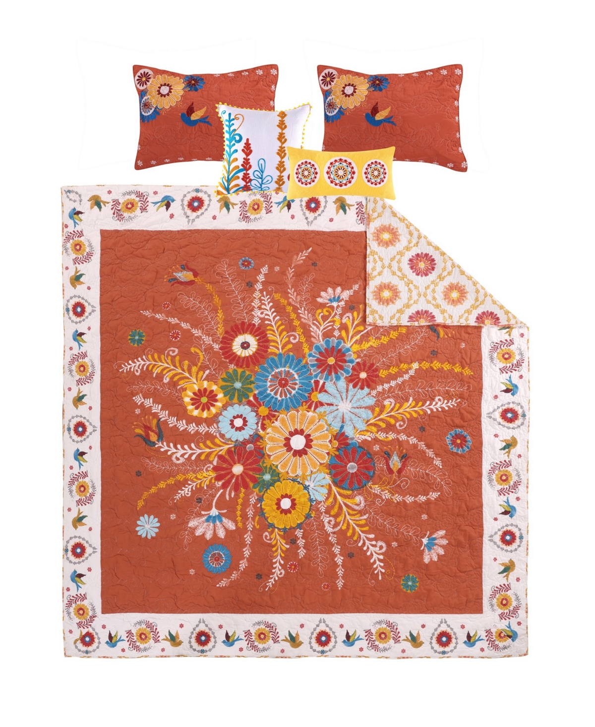 Greenland Home Fashions Topanga Bohemian Floral 5-Pc. Quilt Set