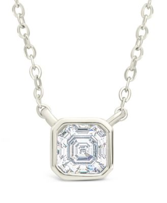 Asscher Bezel Set Pendant Necklaces