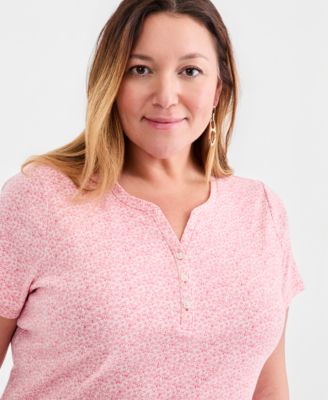 Plus Size Short-Sleeve Henley Top