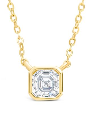 Asscher Bezel Set Pendant Necklaces