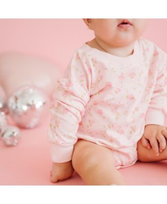 Baby Girls Pink Rose Long Sleeve Romper