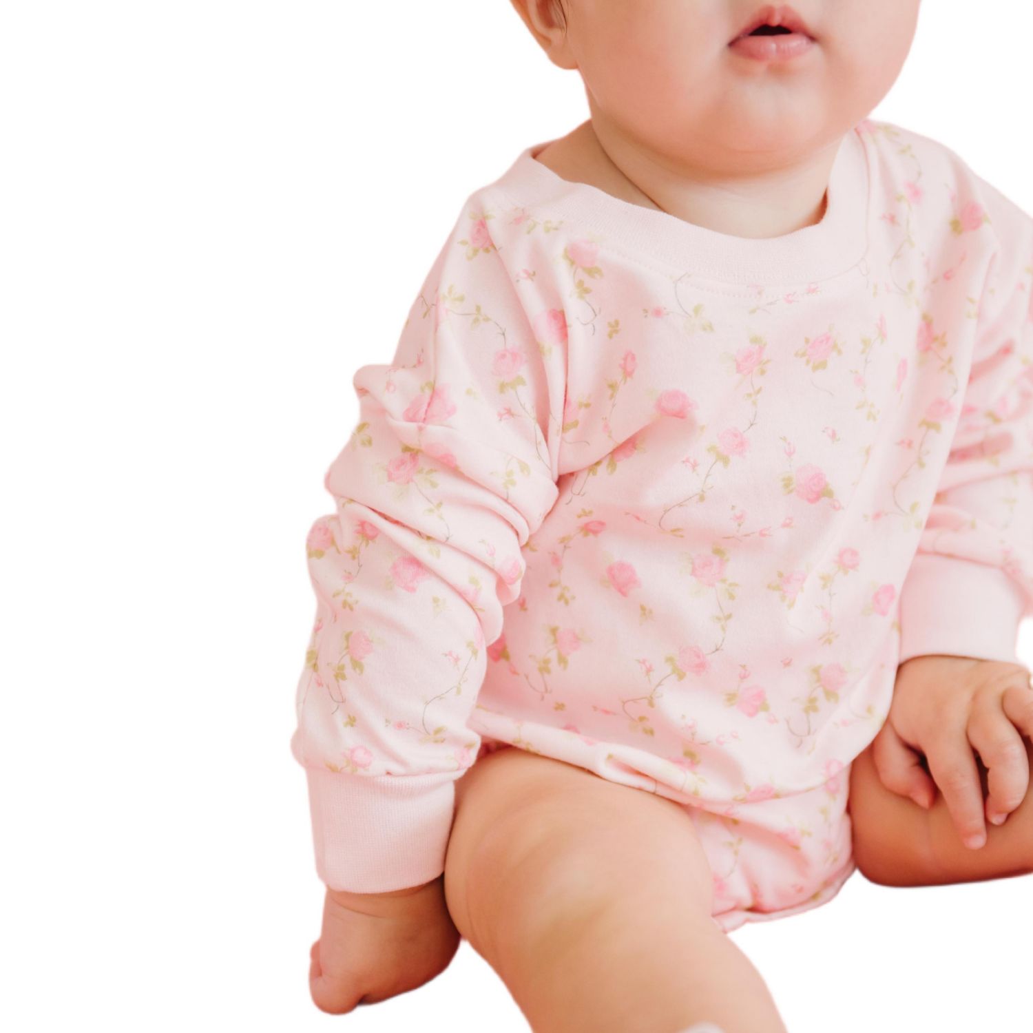 Baby Girls Pink Rose Long Sleeve Romper