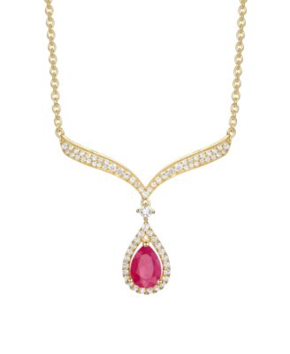 Sapphire (7/8 ct. t.w.) And Diamond (1/3 ct. t.w.) Necklace in 14k White Gold (Also Available in Emerald & Ruby)