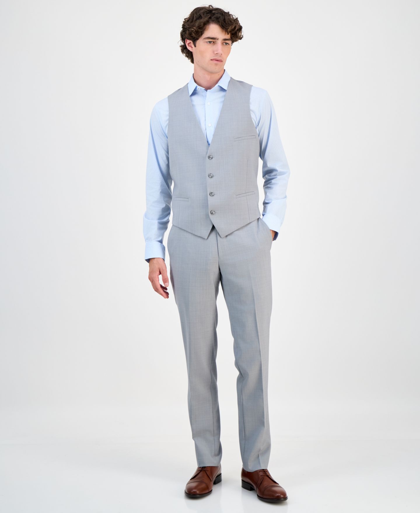 Мужской жилет Bar III Slim-Fit Sharkskin Suit Vest, цвет: Светлый серый — фото 3