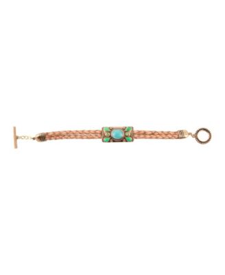 Legacy Lime Green and Blue Turquoise Braided Leather Bracelet