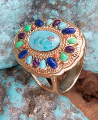 Concho Colorful Golden Statement Ring