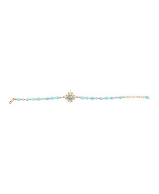 Celestial Blue Turquoise Golden Beaded Bracelet