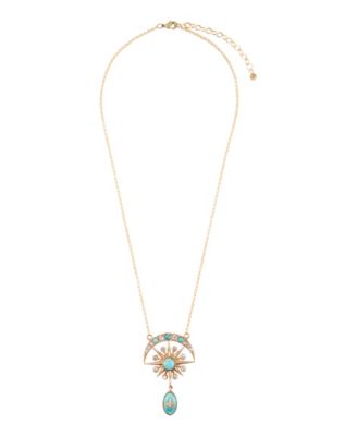Celestial Blue Turquoise Golden Drop Necklace