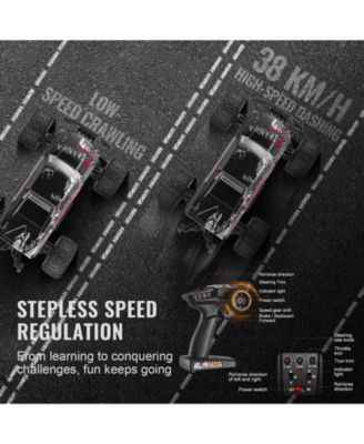 RC Car 1:10, 4WD Off-Road Monster Truck 38 km/h with 45&deg; Wheelie & 2 Batteries, High-Speed Racing Toy for Kids 8+, IPX4