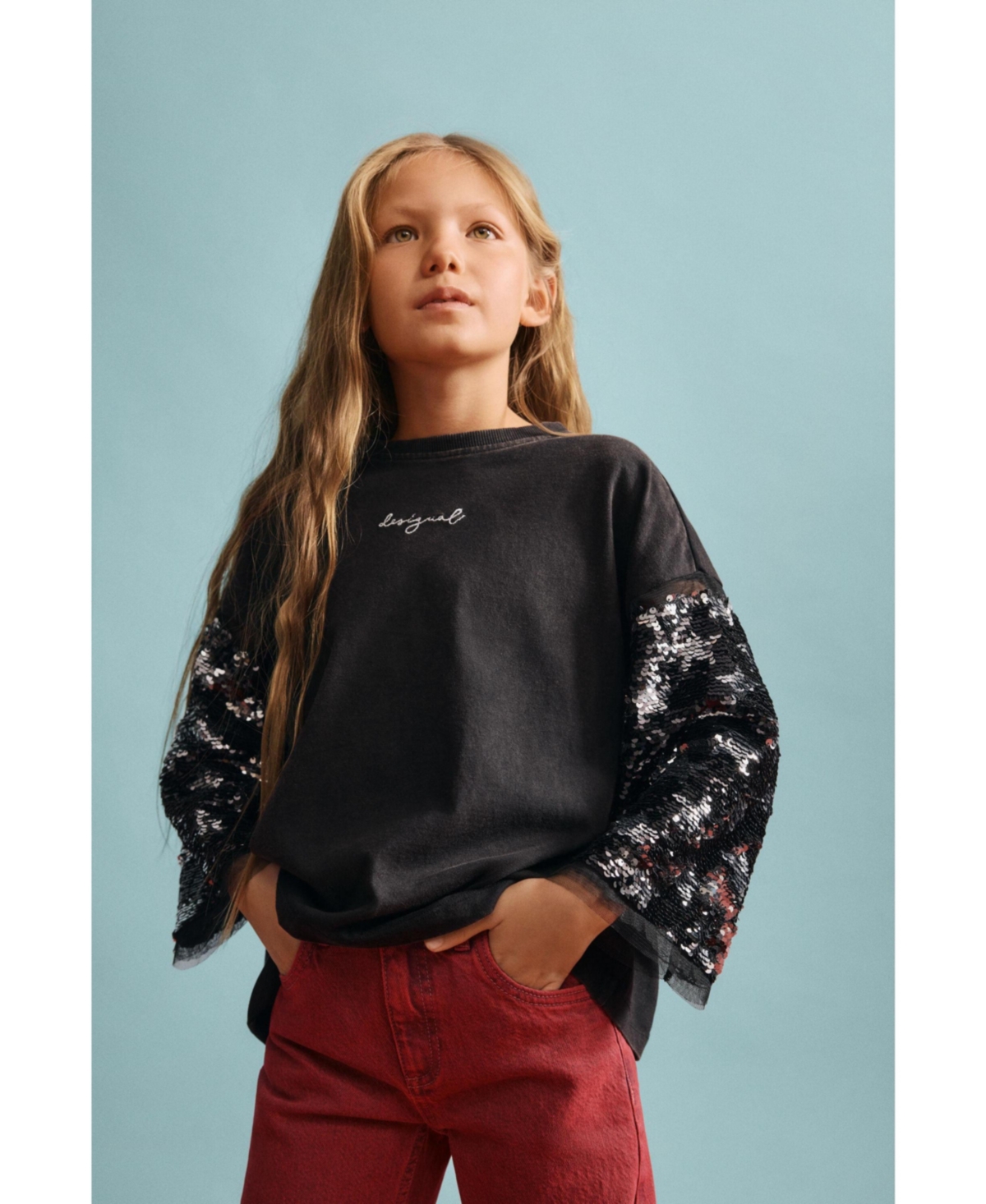 Desigual Girls Girls's 3/4 Sleeve Star T-Shirt