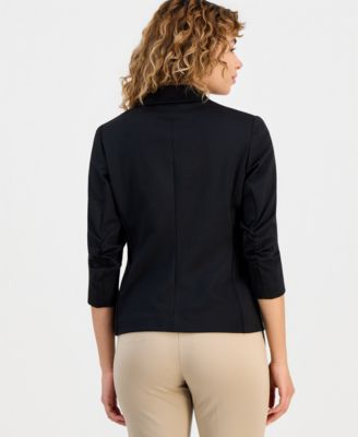 Petite Pont&eacute;-Knit Scrunch-Sleeve Blazer