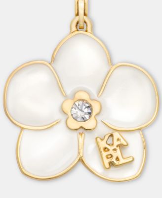 Gold-Tone Enamel Flower Logo Drop Earrings