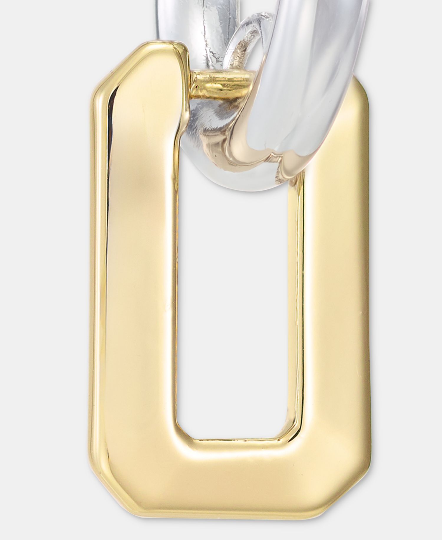 Two-Tone Faceted Geometric Charm Hoop Earrings
