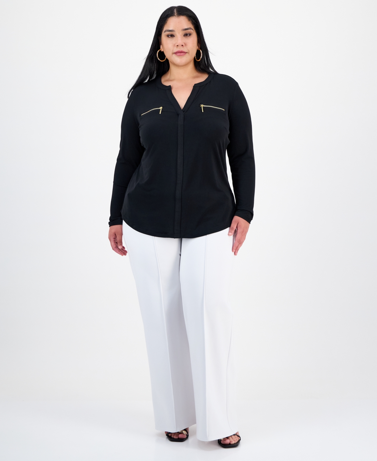 I.n.c. International Concepts Plus Zip-Pocket Top, Created for Macy's