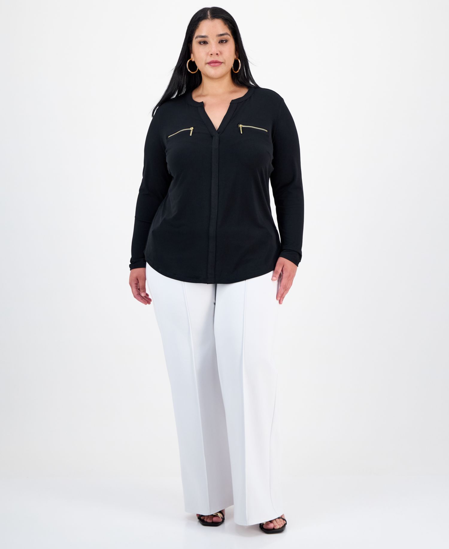 Plus Size Zip-Pocket Top